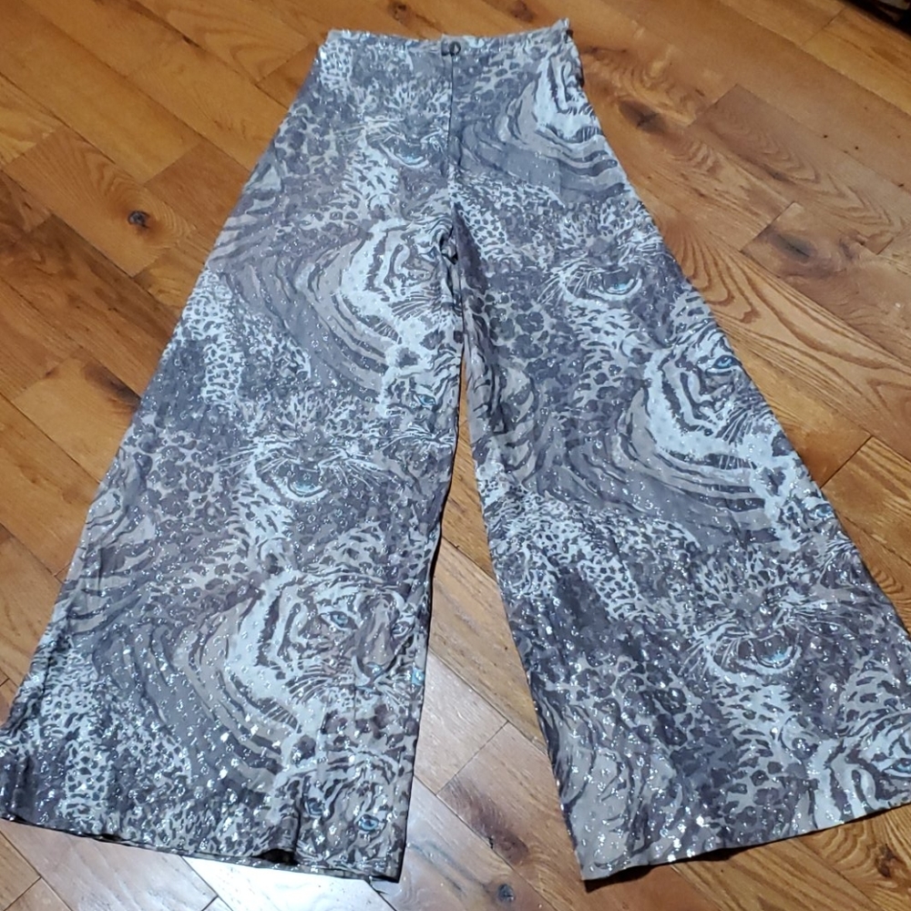 🐅 Vintage Shimmering Tiger Leopard Wide leg pants